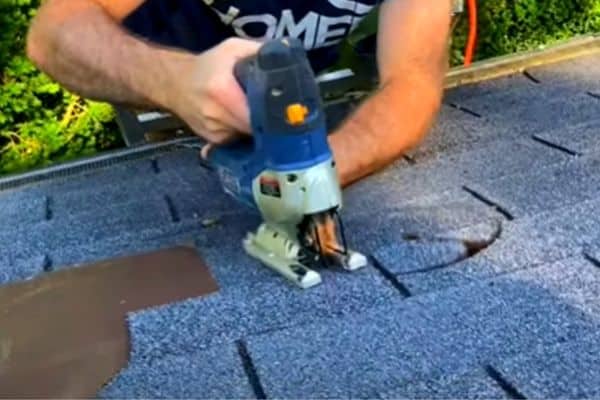 Cut the hole in the right spot using circular saw