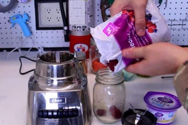 putting ingredients into mason jar